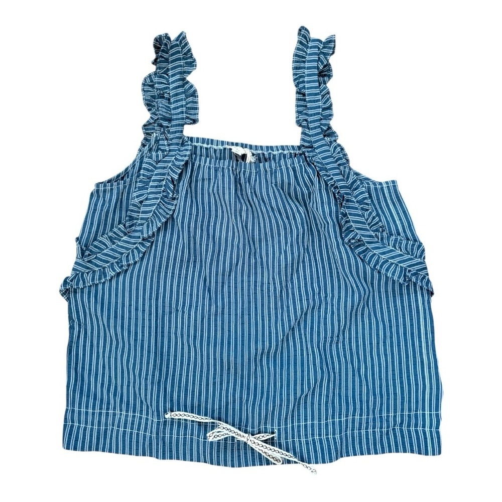 Hem & Thread Navy Striped Ruffle Cotton Flowy Tank Top NWT | Size M